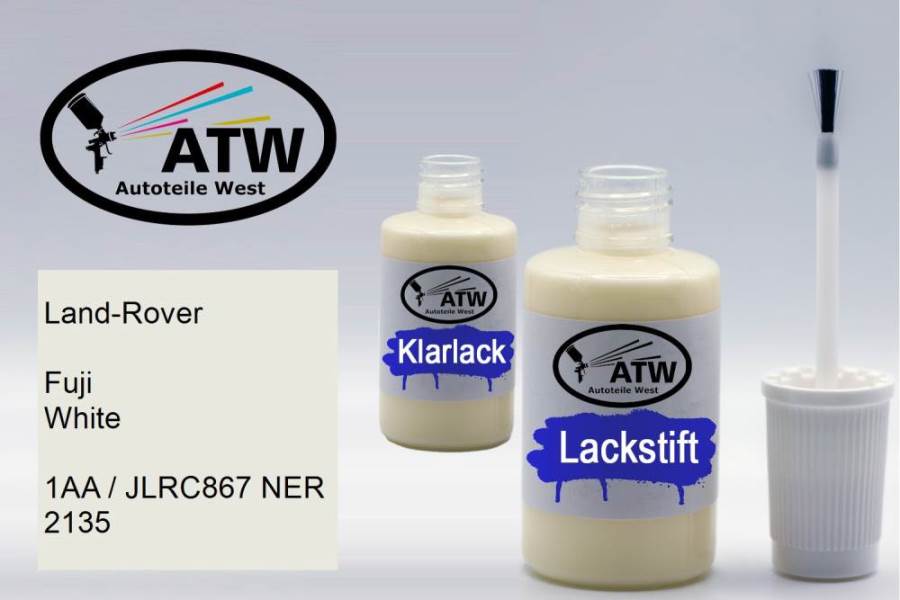 Land-Rover, Fuji White, 1AA / JLRC867 NER 2135: 20ml Lackstift + 20ml Klarlack - Set, von ATW Autoteile West.